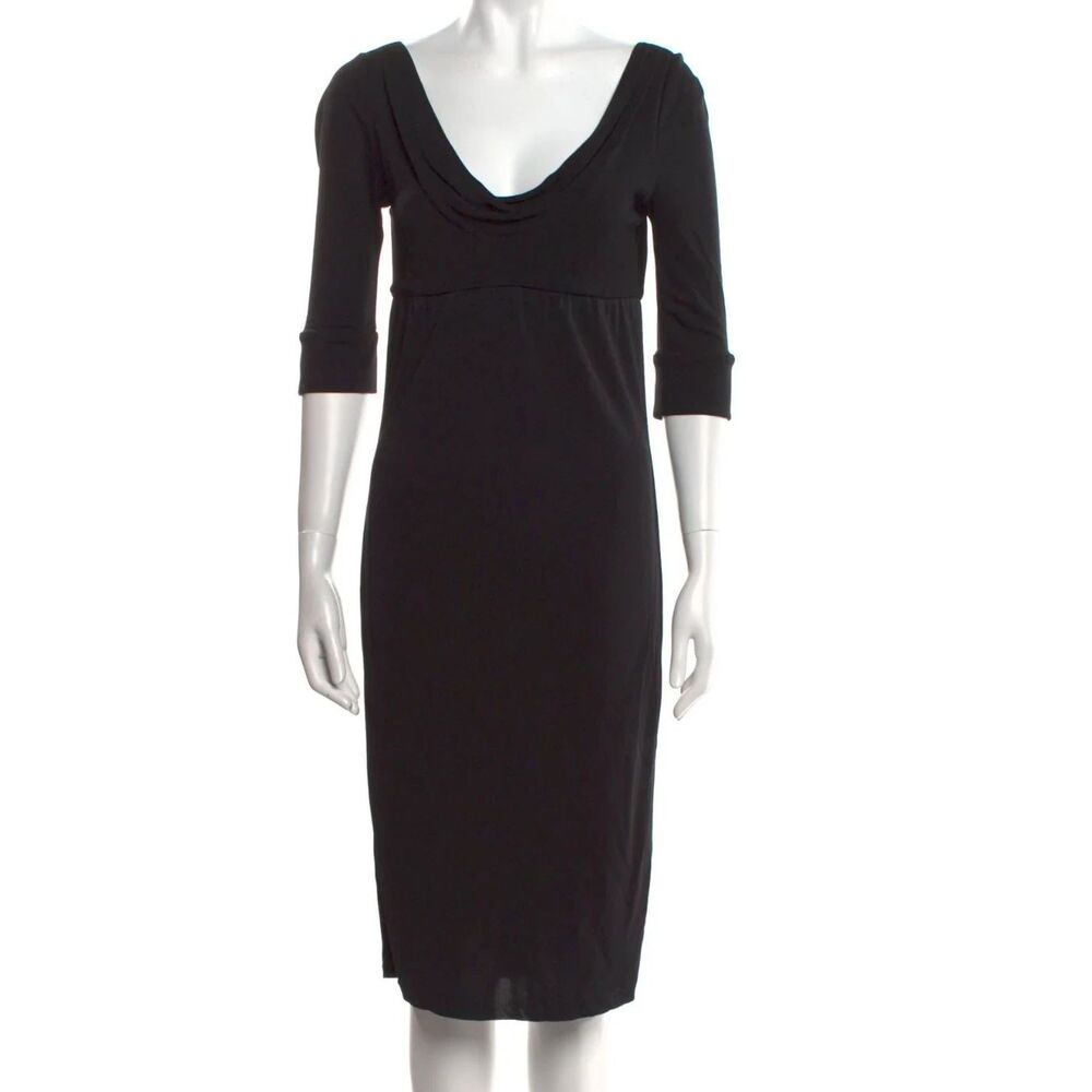 Diane von Furstenberg DVF Midi Brown Cowl Neck Dress w/ 3/4 Sleeve Sz 6